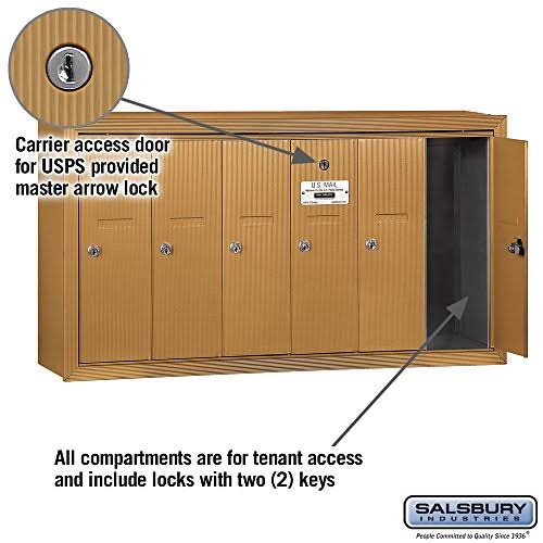 Brass Vertical Mailbox, 6 Doors L435352