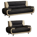 Black & Beige Faux Leather Sofa and Loveseat 2-Piece Set K662