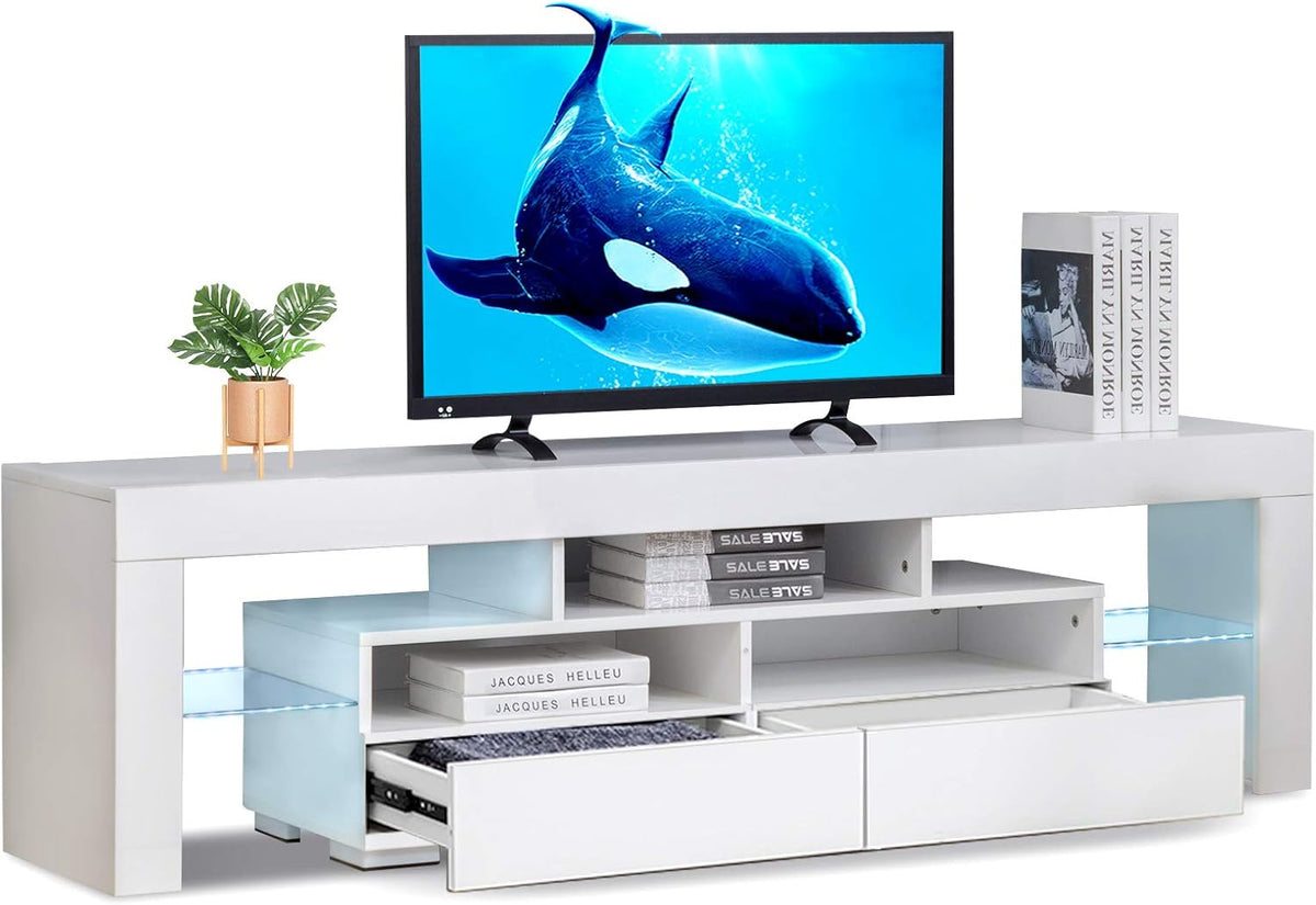 White Glossy LED TV Stand with RGB LED Lights V174024