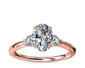 Oval Cut Natural Diamond Three Stone Ring Solid 14K Rose Gold Size 4 H374396