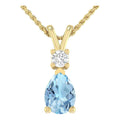 1.55 Carat 14K Yellow Gold Aquamarine and Round Lab Grown Diamond Solitaire Pendant Necklace I39957