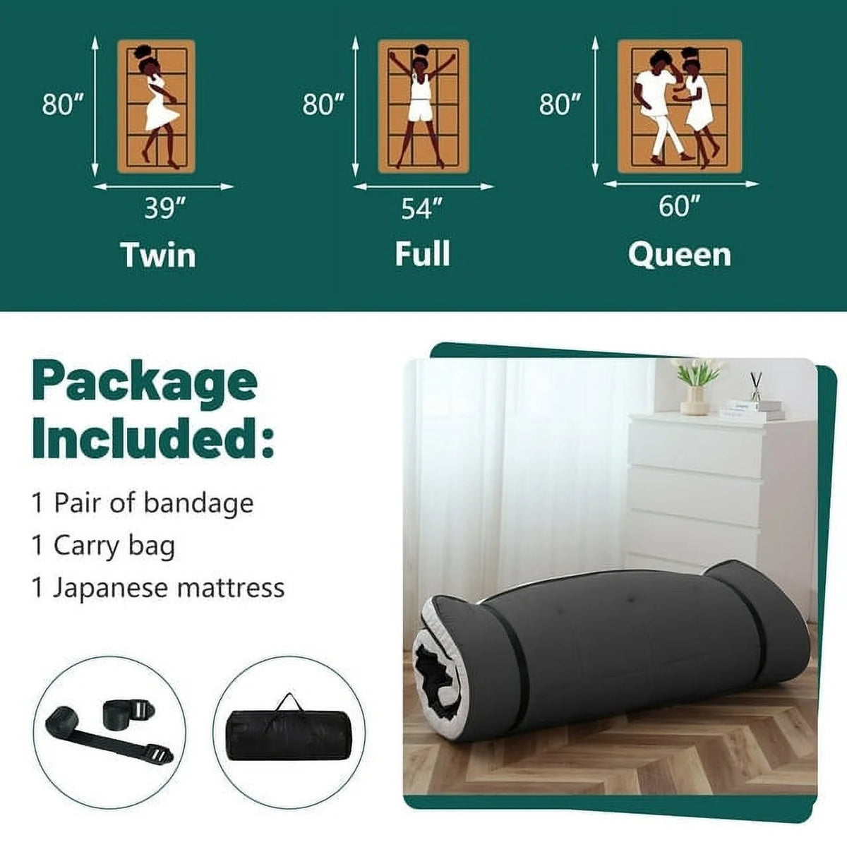 Japanese Floor Mattress with Storage Bag O873061