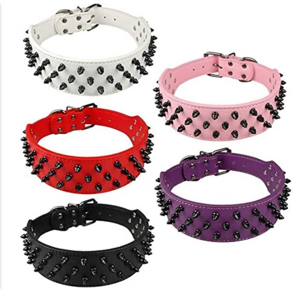 Black Spiked Studded Leather Dog Collar X4949