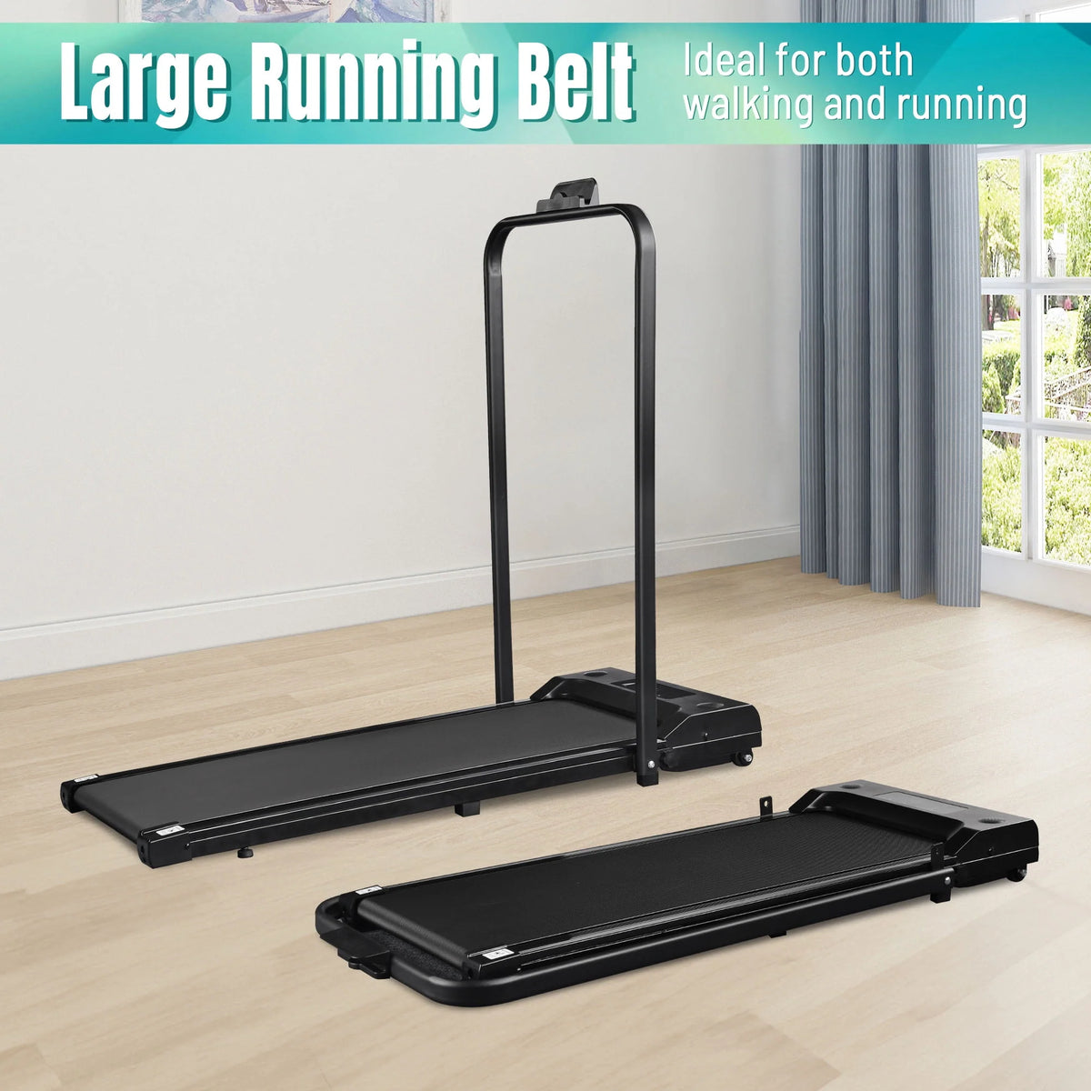 White Folding Electric Treadmill with LCD Display K586