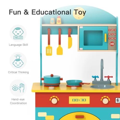Blue Wooden Play Kitchen Set E320615
