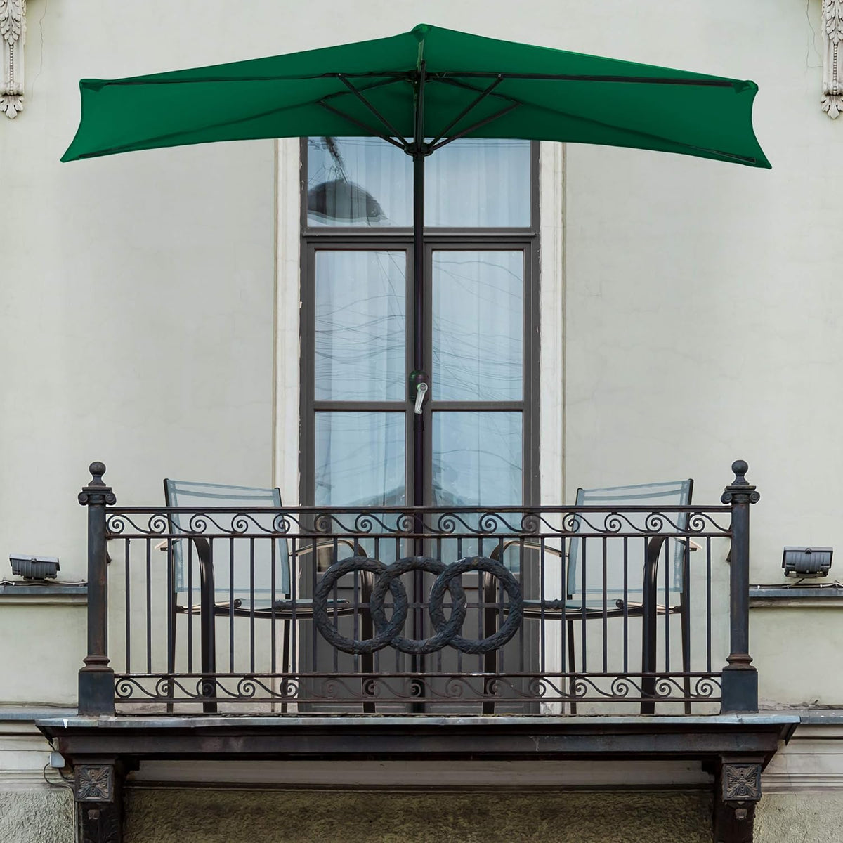 Tan 9-Foot Half Patio Umbrella Q7995
