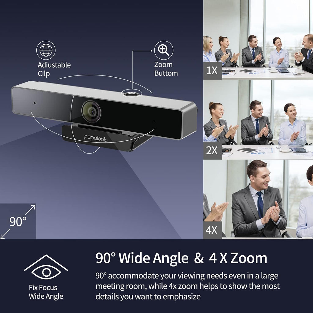 2K Ultra HD Zoomable Webcam with Dual Microphone and Tripod G456687