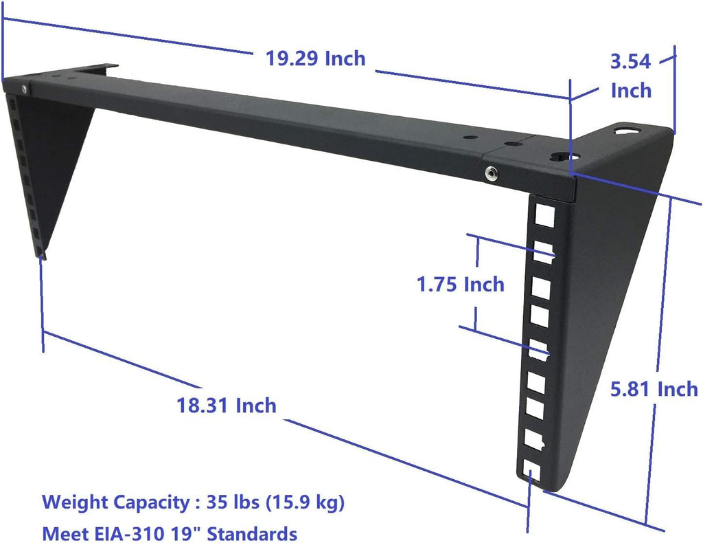 2 Pack 1U Foldable 19 Inches Cold Rolled Steel Vertical Wall Mount Rack Including Hardware F4196