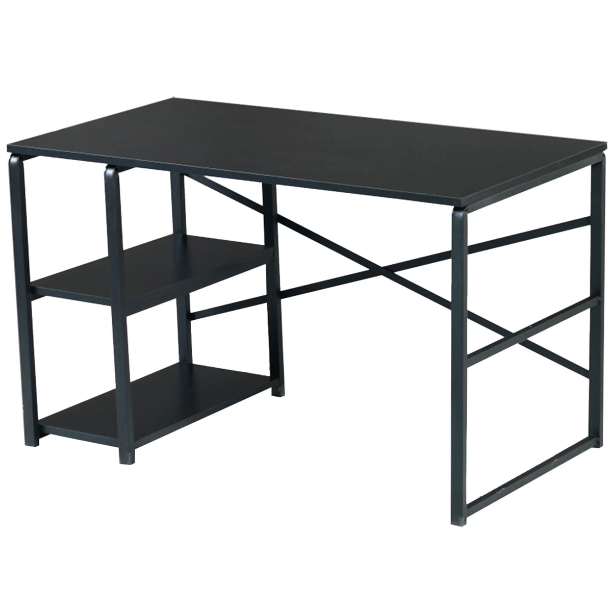 Black Computer Desk with 2 Shelves N6900
