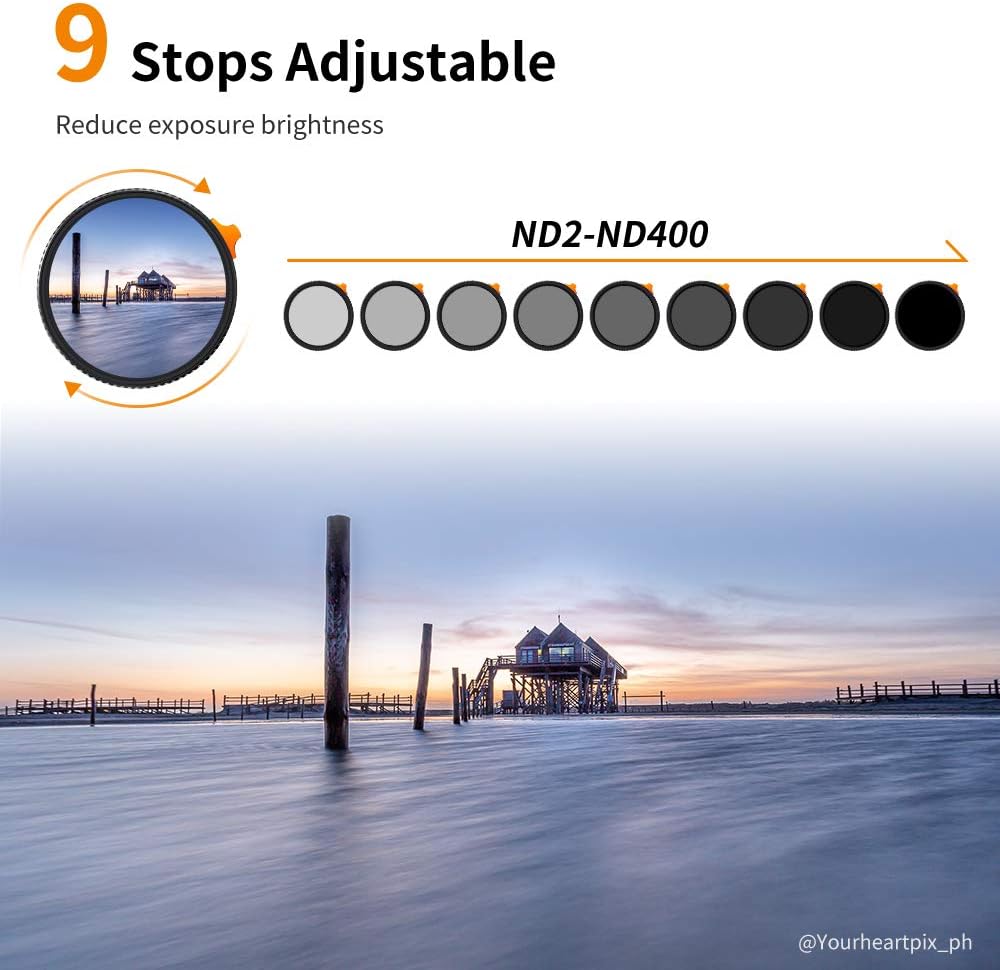 52mm Variable ND Filter ND2-ND400 with Multi-Layer Coatings AGC Glass P23776