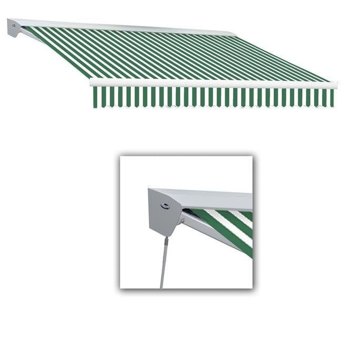 24 ft. Manual Retractable Awning, Forest Green & White J7519