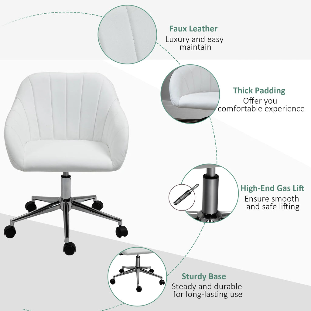 White Steel Task Chair with Swivel and Adjustable Height E6470