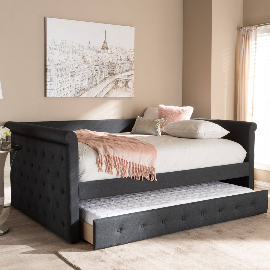 Queen Dark Grey Daybed with Trundle F10760