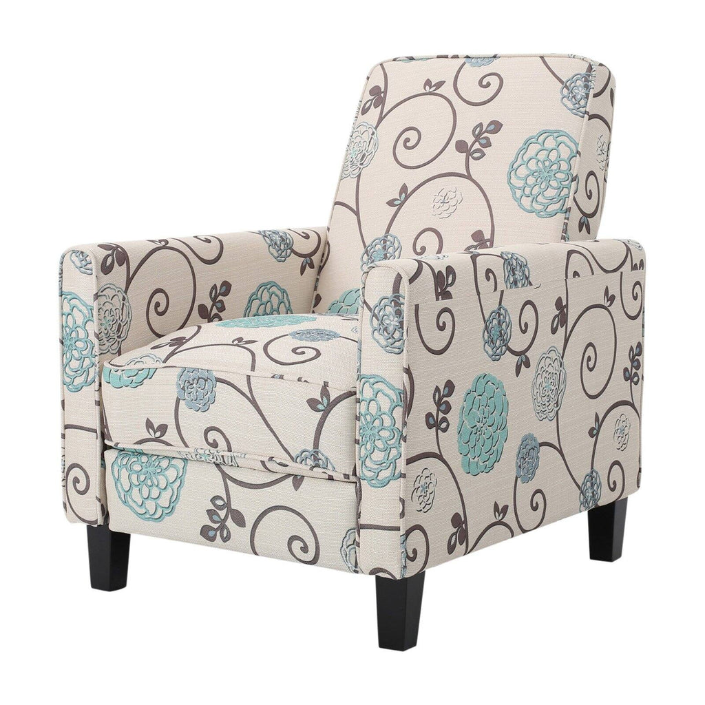 White and Blue Fabric Recliner Q560622
