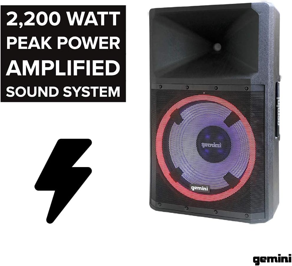 Bluetooth 2200W Peak Speaker with 15 Inch Woofer and LED Party Lights X294017