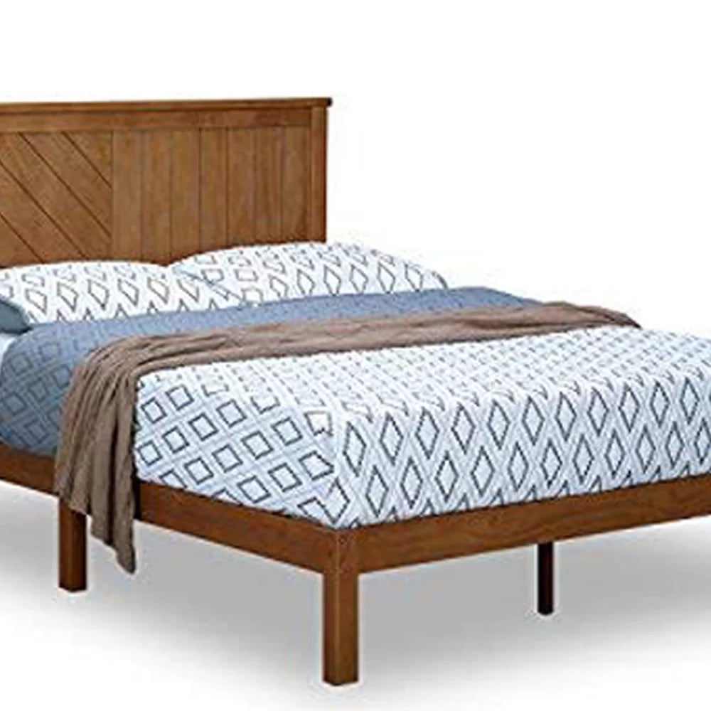 Solid Wood Platform Bed with Headboard King S4249