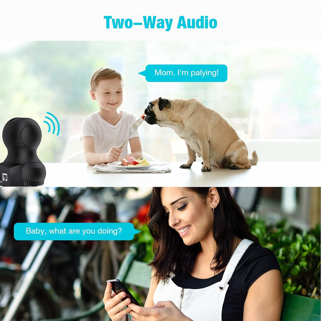 2K WiFi Pet Camera with Night Vision, Pan Tilt Zoom, Pack of 2 C227712