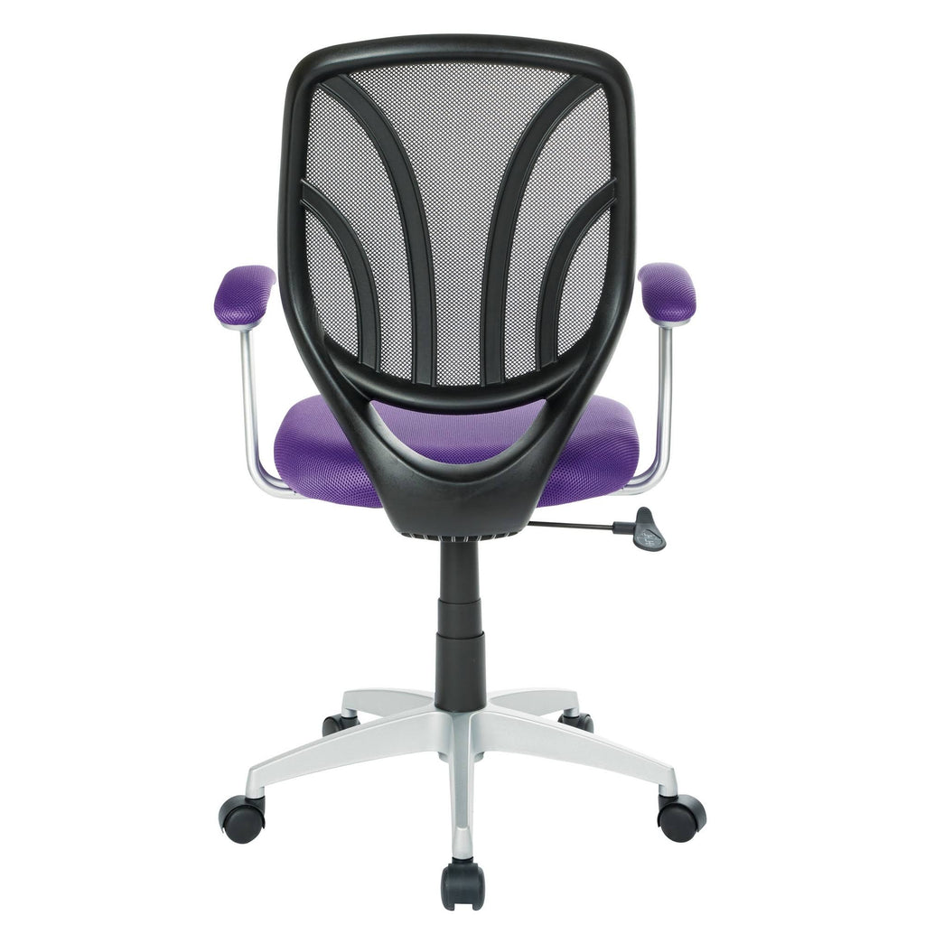 Purple Mesh Screen Back Chair with Silver Coated Arms and Base M67816