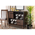 Walnut Brown and Black Wood Wine Storage Cabinet F87853
