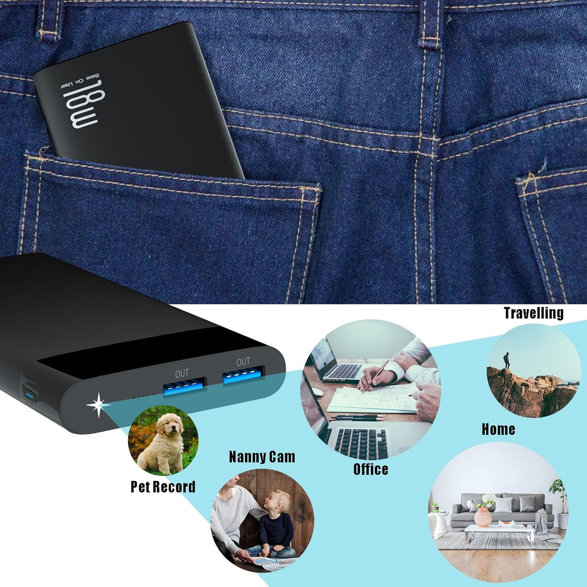 10000mAh Power Bank with Smart WiFi Camera S71015