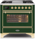 36 Dual Fuel Natural Gas Range Emerald Green Brass Trim X933968