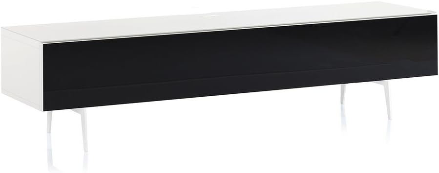 White Wood and Glass TV Stand with Metal Legs L705