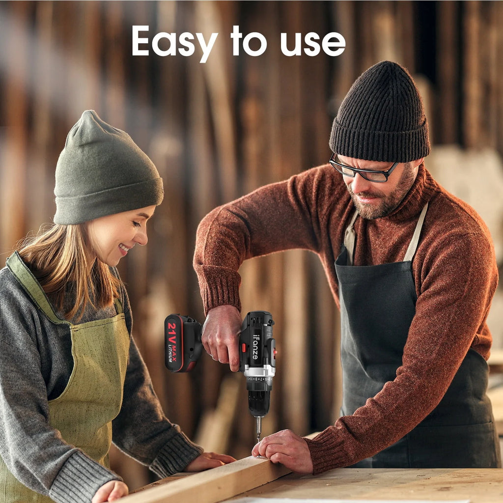21V Cordless 3/8 inch Power Drill Driver Set with 2 Batteries X474856