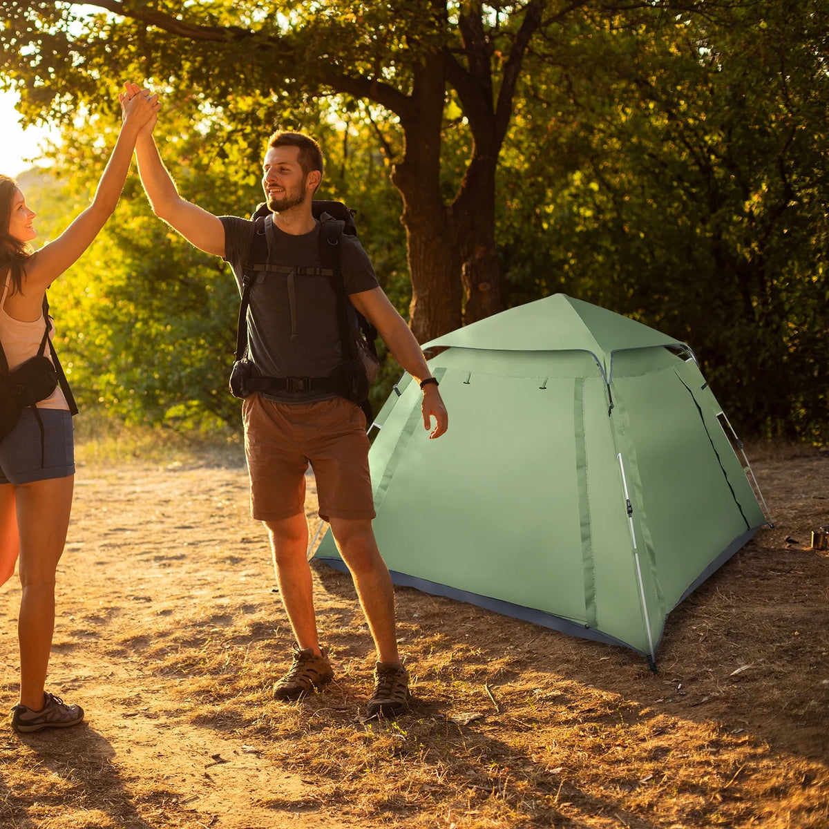 Green Quick Open Camping Tent for 4 Person Z832
