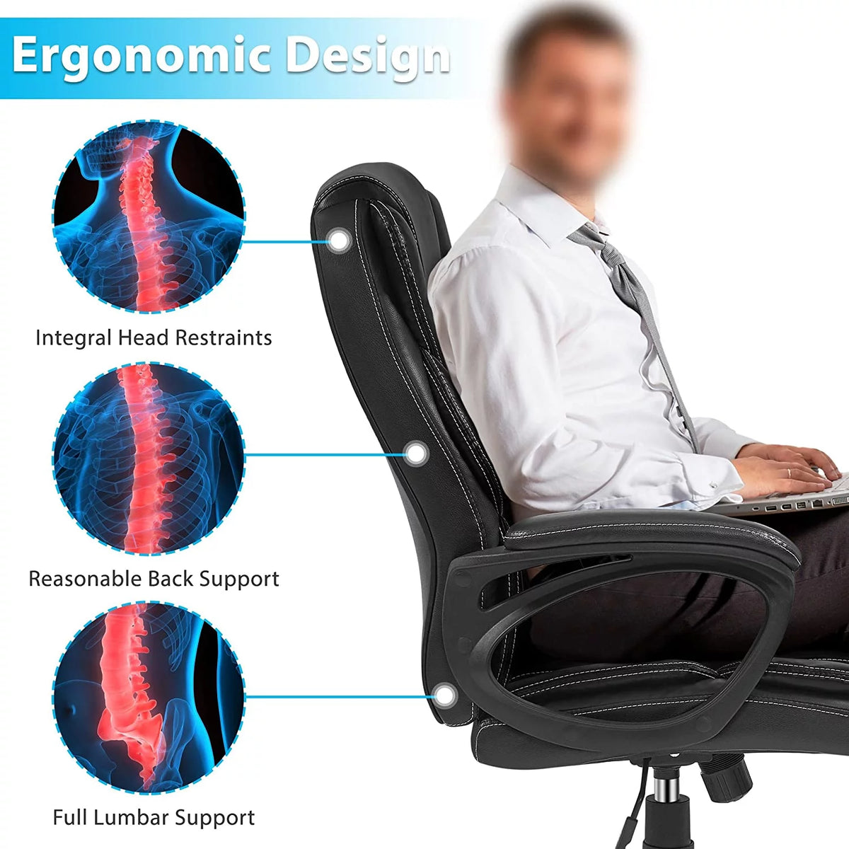 High Back Wide Seat PU Leather Office Chair F1661