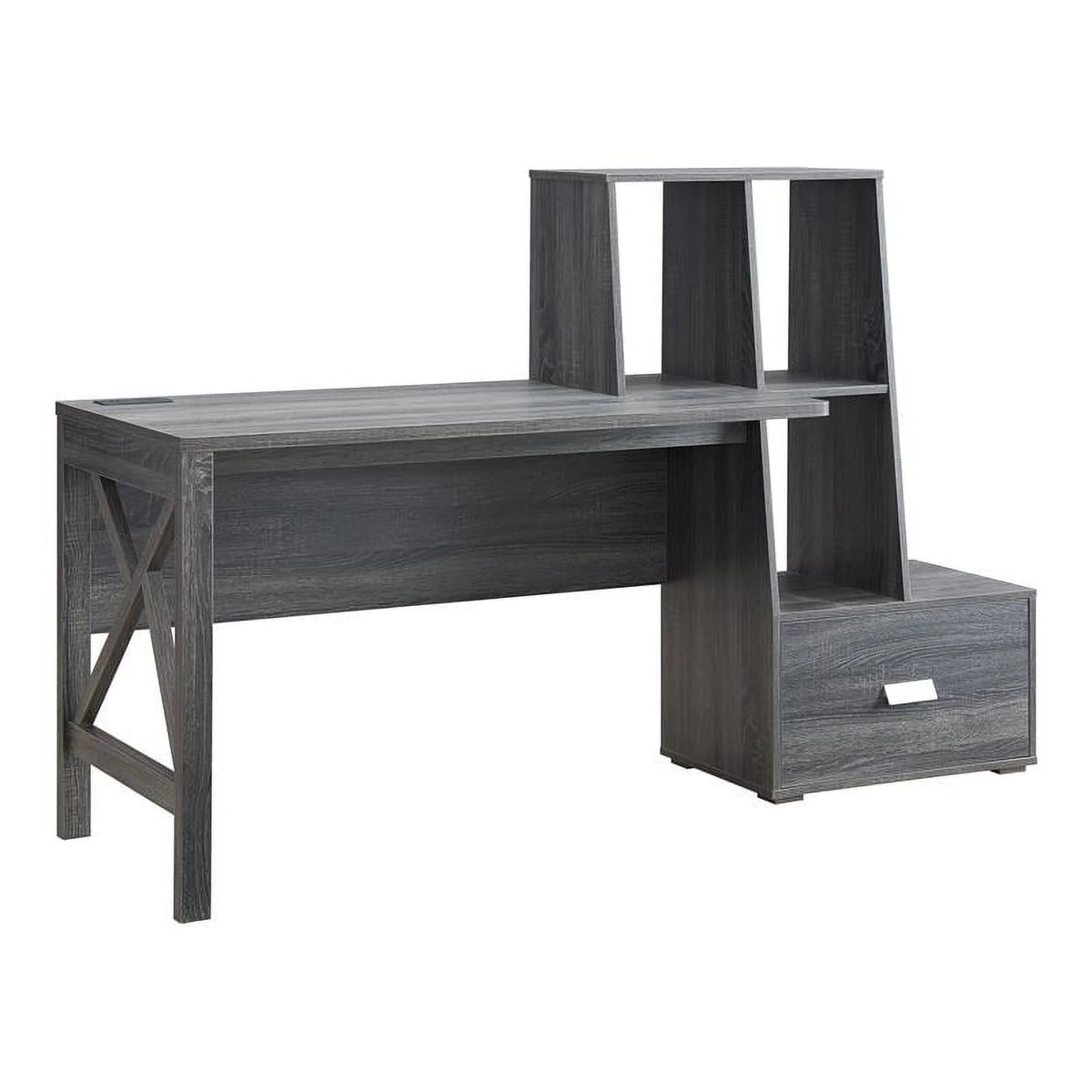 Contemporary Distressed Gray Wood Desk O586