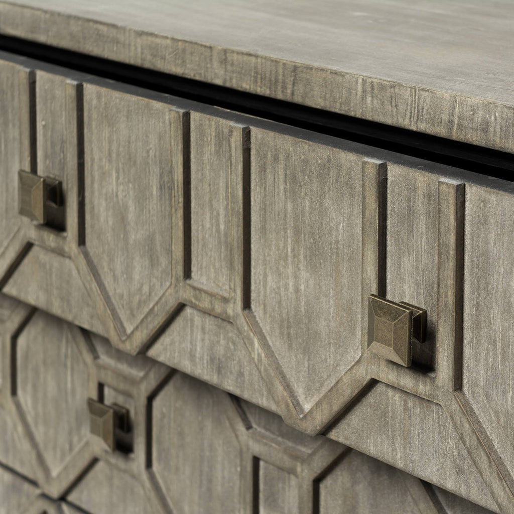 Solid Wood and Brass 3 Drawer Cabinet in Brown D854924