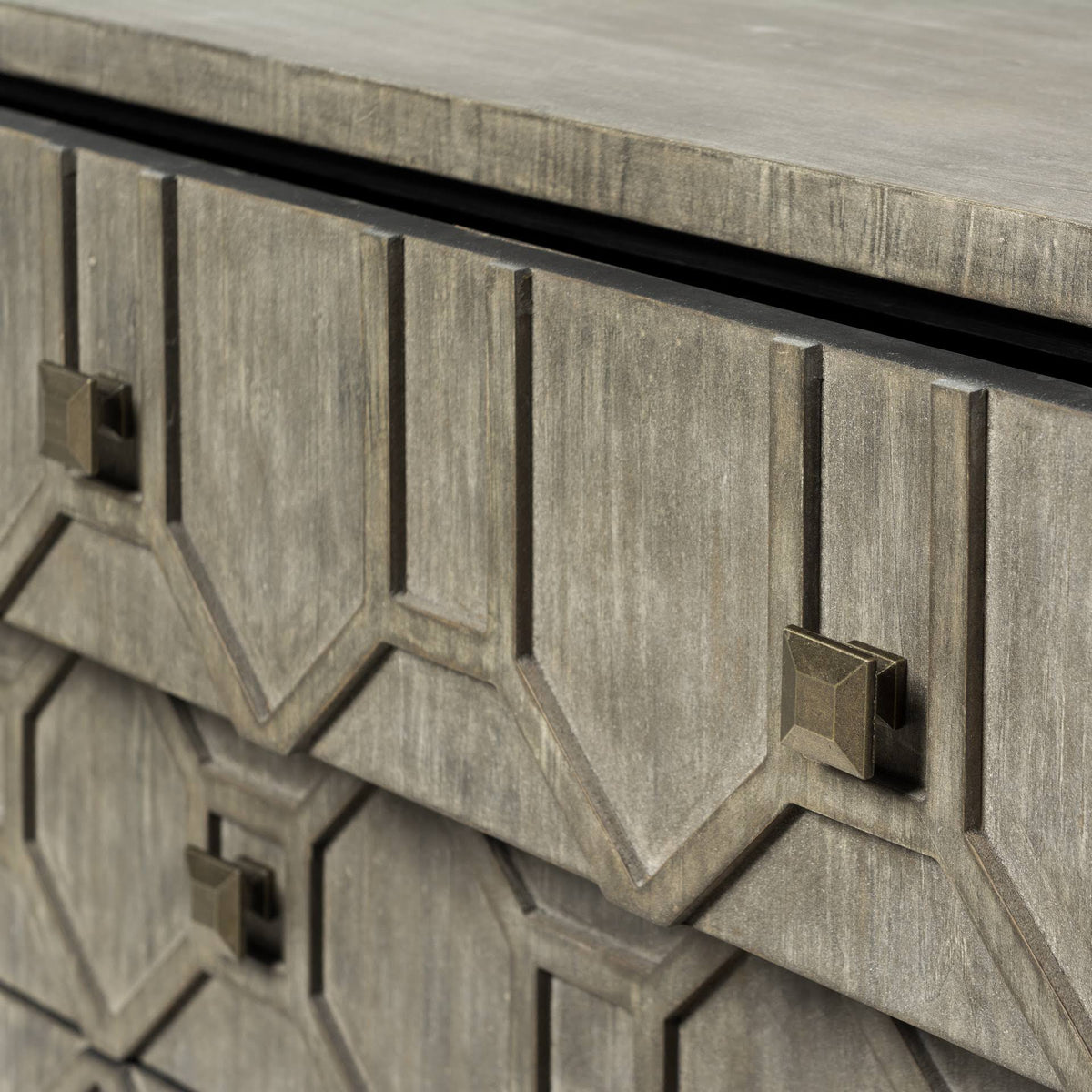 Solid Wood and Brass 3 Drawer Cabinet in Brown D854924