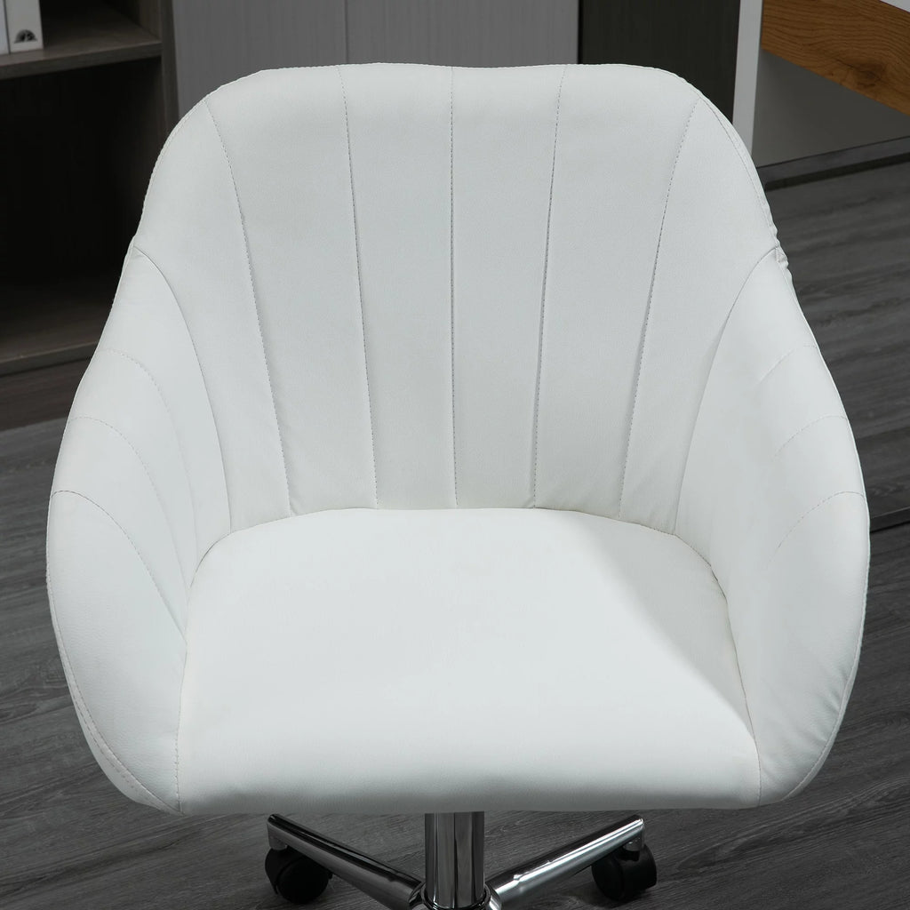 White Steel Task Chair with Swivel and Adjustable Height E6470