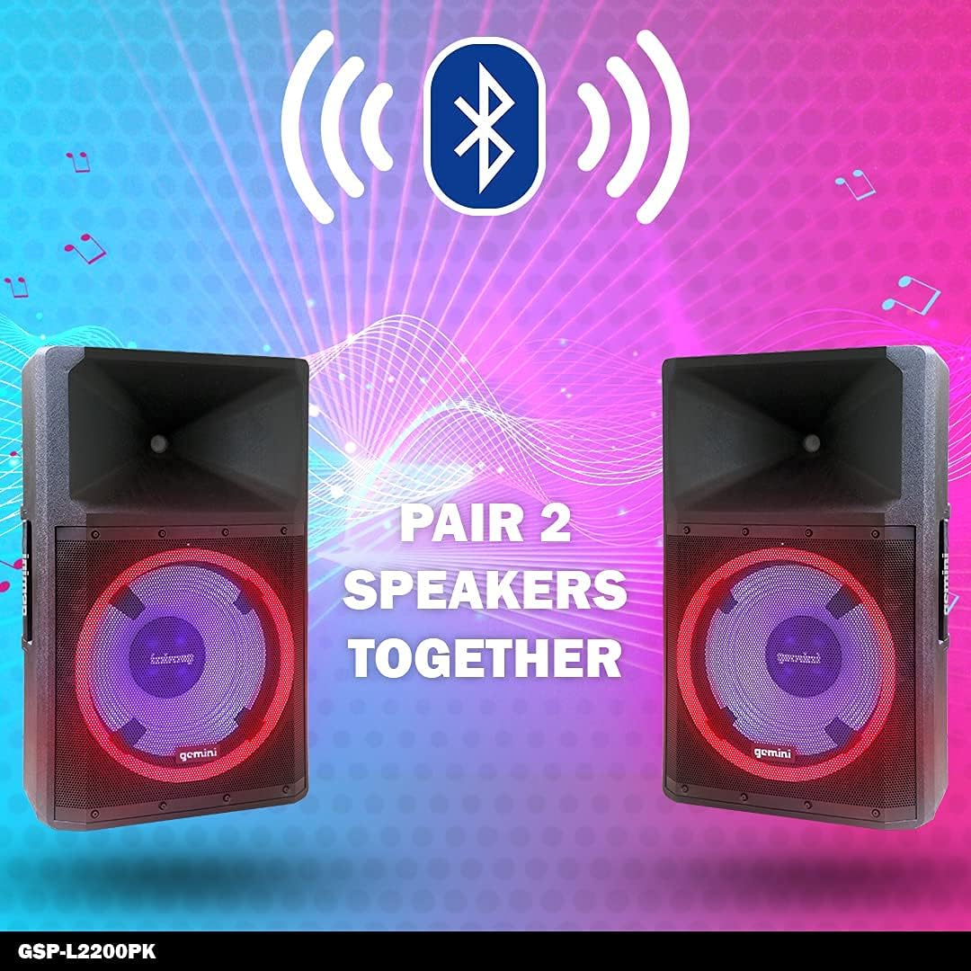 Bluetooth 2200W Peak Speaker with 15 Inch Woofer and LED Party Lights X294017