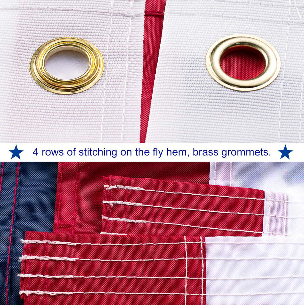 10x15 FT Nylon American Flag with Embroidered Stars D2807