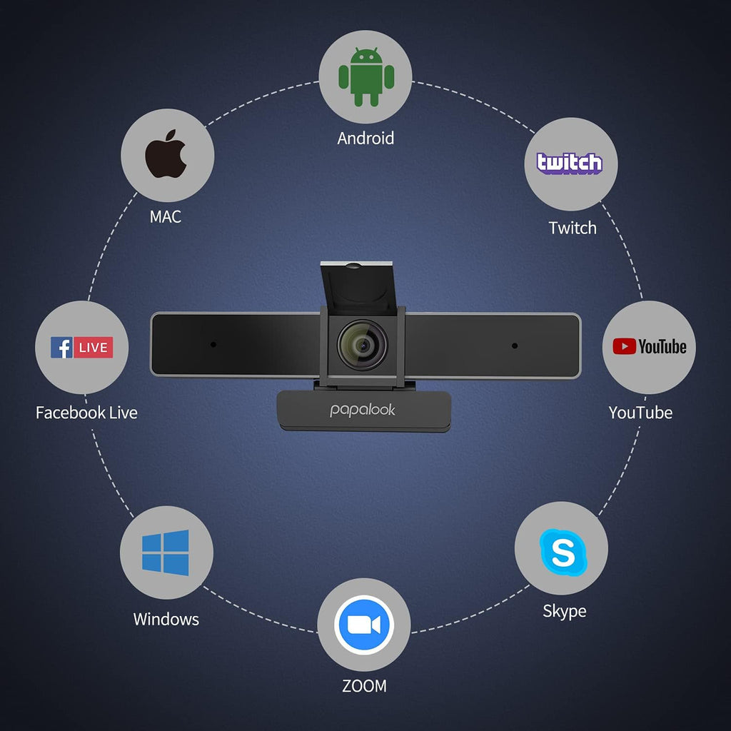 2K Ultra HD Zoomable Webcam with Dual Microphone and Tripod G456687