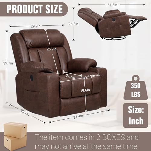Brown Massage Rocking Recliner Chair with Heat and USB F698241