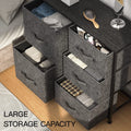Fabric 5 Drawer Dresser Tower with Wood Top D24689