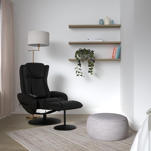 Brown Faux Leather Electric Massage Recliner with Stool M3372