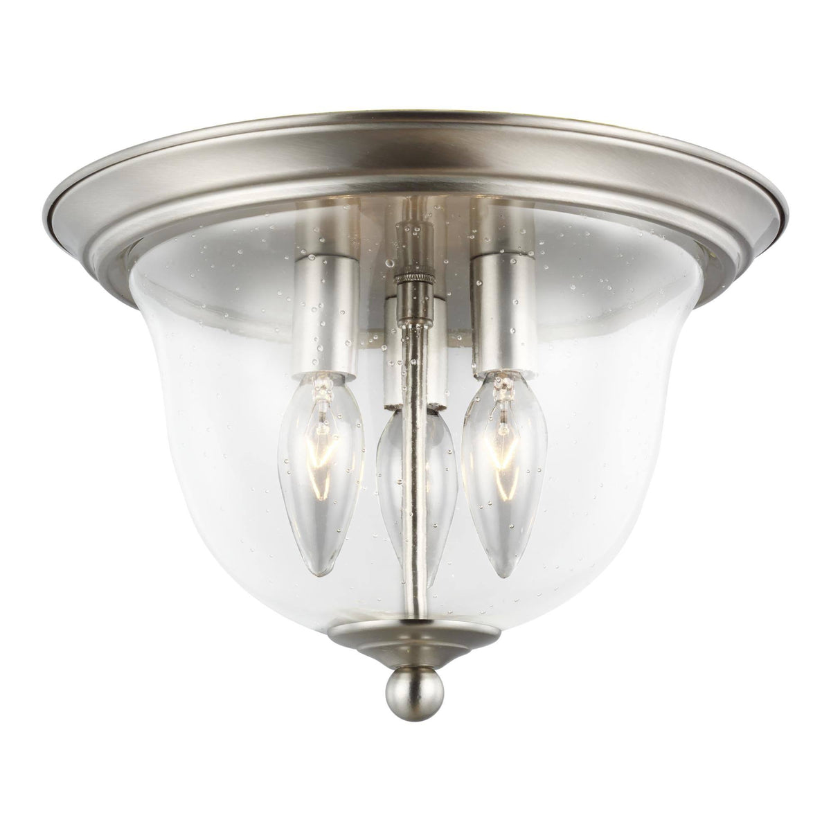 Brushed Nickel Three Light Ceiling Flush Mount F642