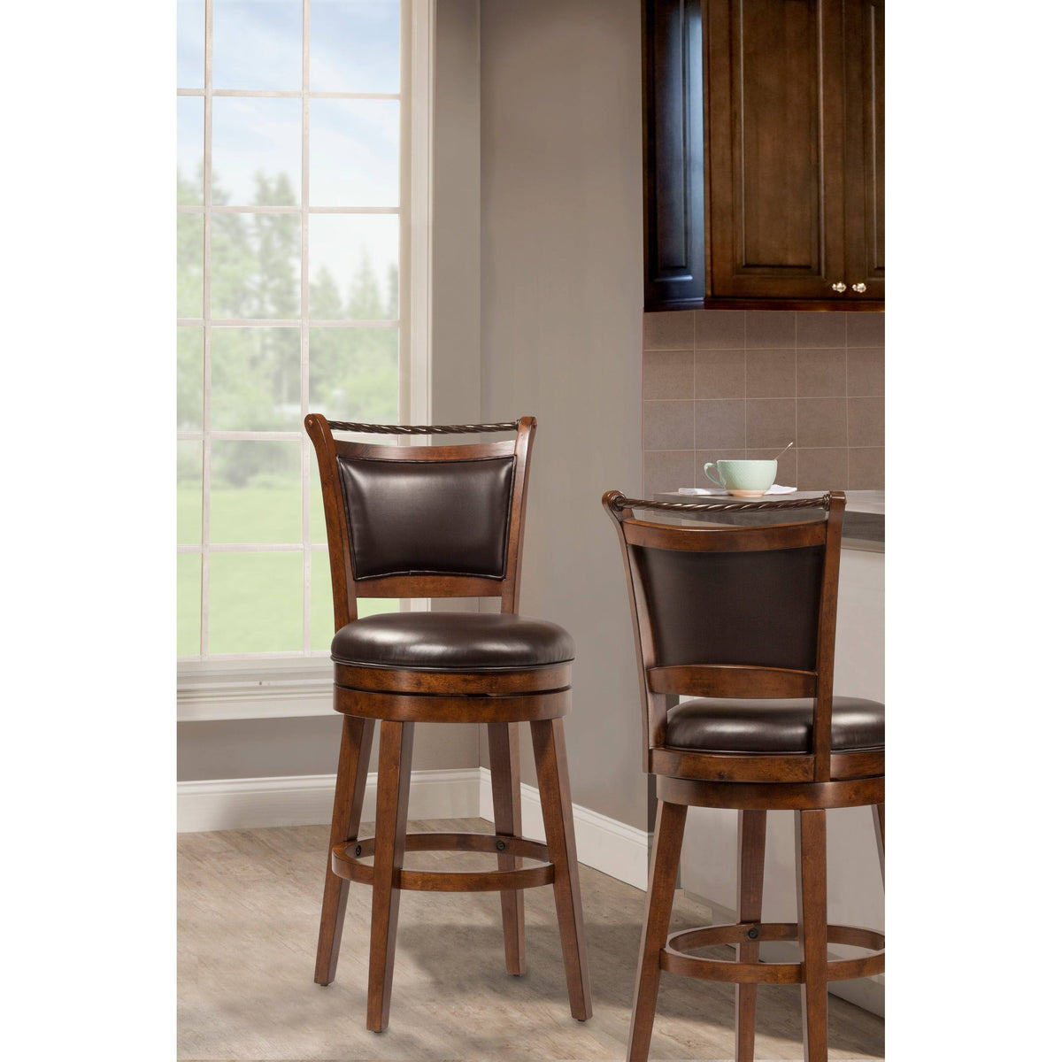 Swivel Counter Stool, Medium Brown Cherry K316281