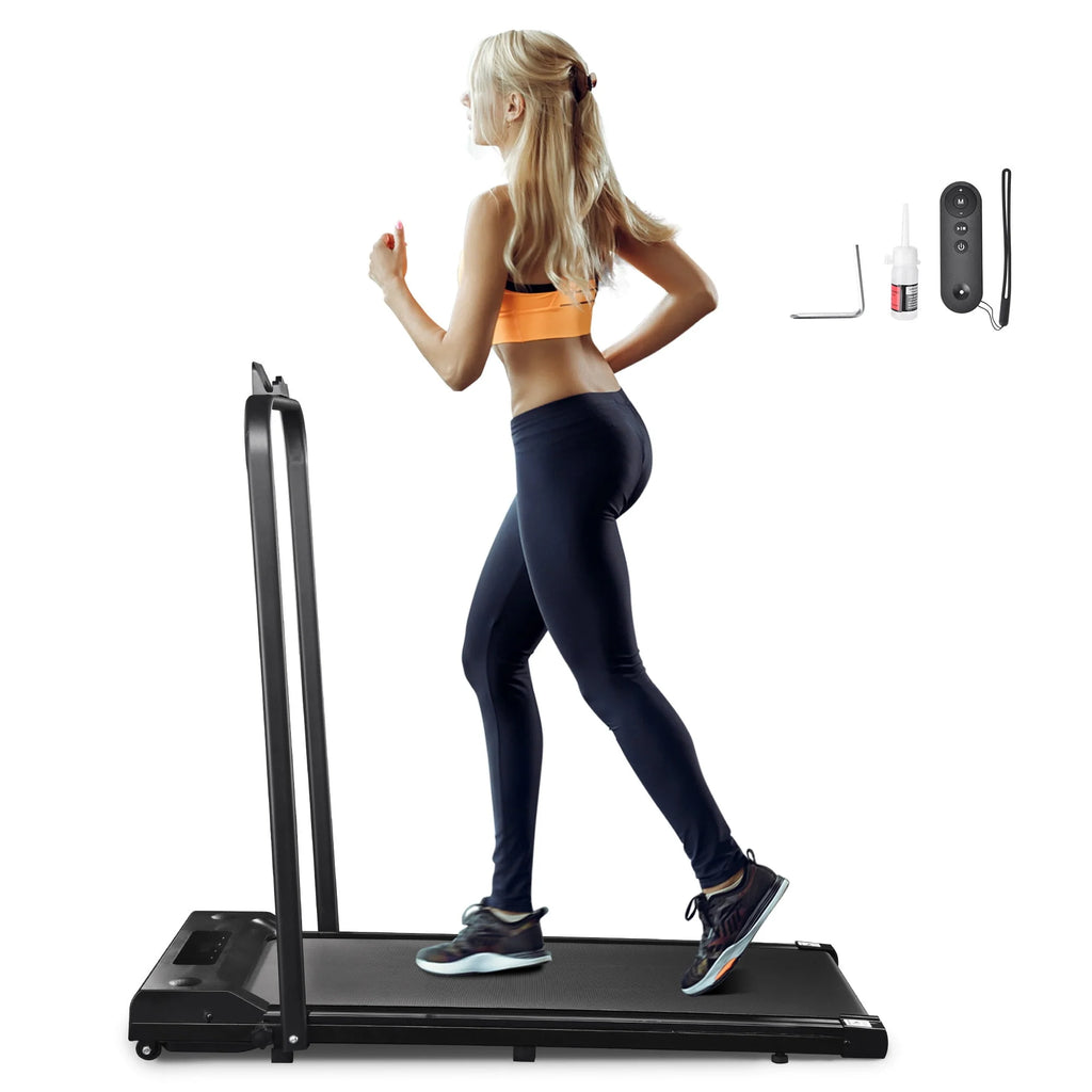 White Folding Electric Treadmill with LCD Display K586