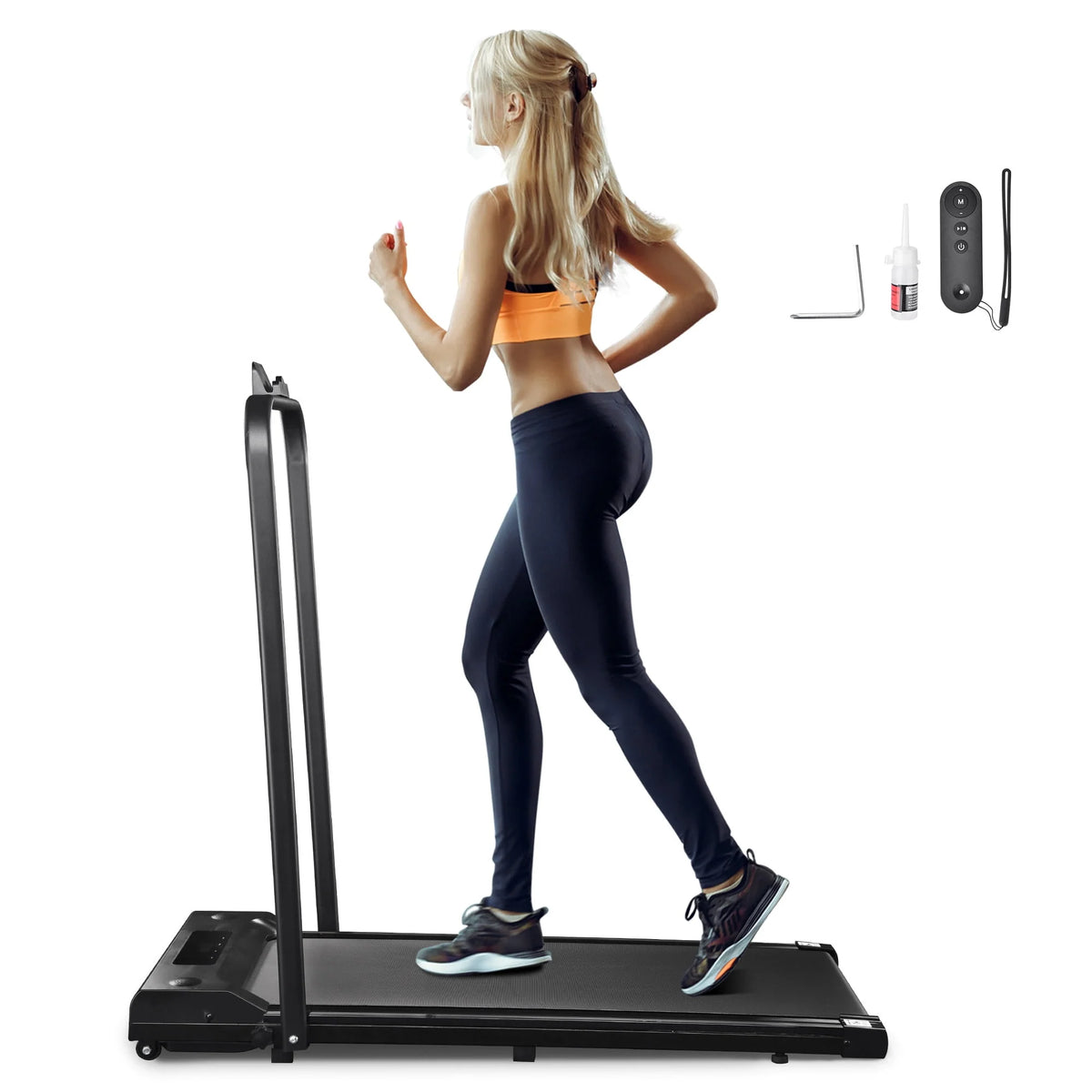 White Folding Electric Treadmill with LCD Display K586