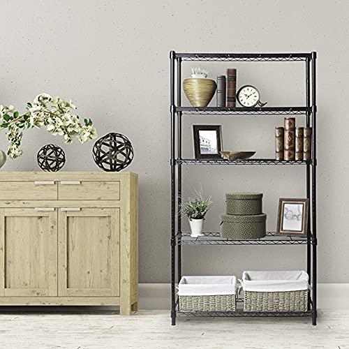 Black 5-Tier Steel Wire Shelving Storage Unit C775