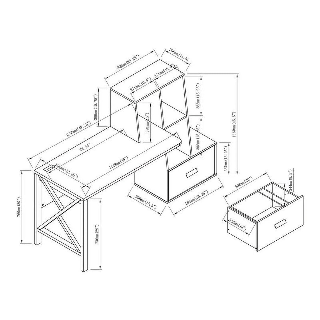 Contemporary Distressed Gray Wood Desk O586