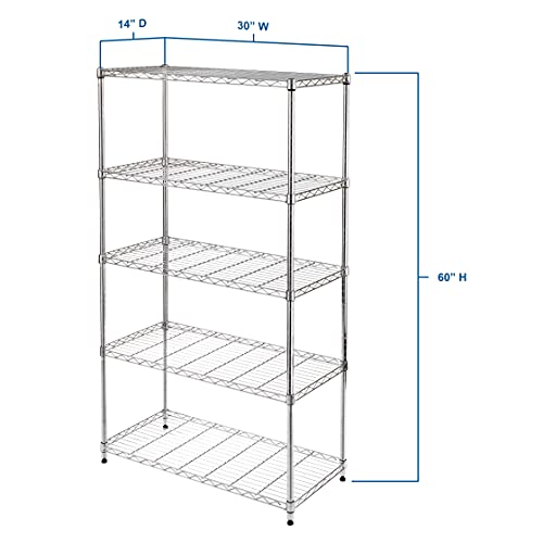 Black 5-Tier Steel Wire Shelving Storage Unit C775