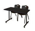 Mahogany Training Table and 2 Stack Chairs E96729