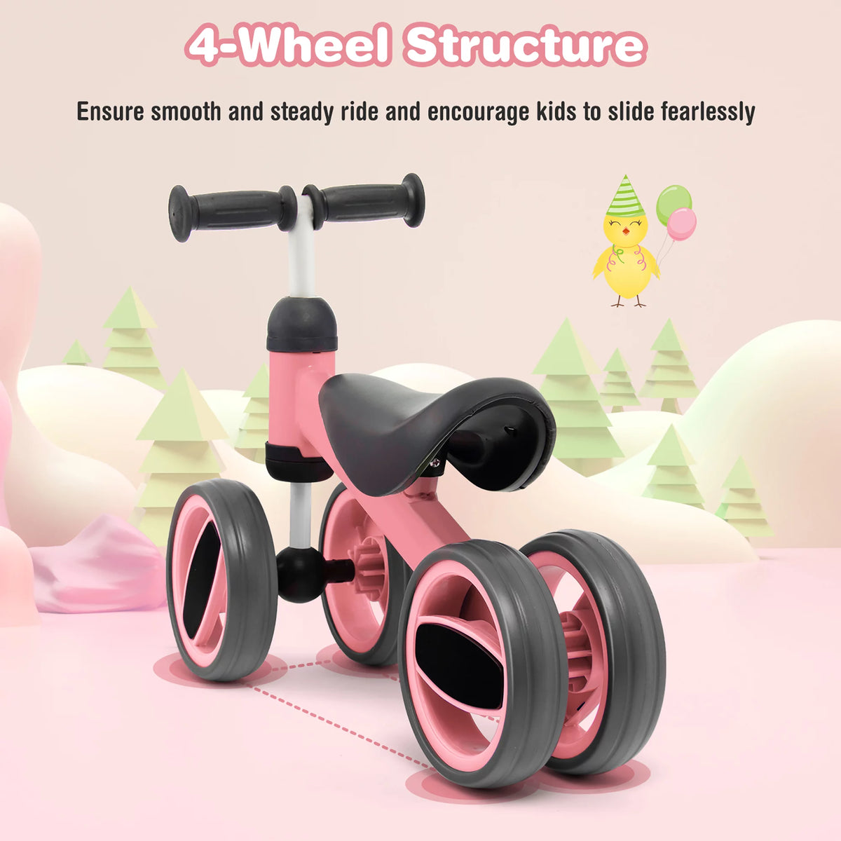 Pink 4 Wheels Baby Balance Bike D75492