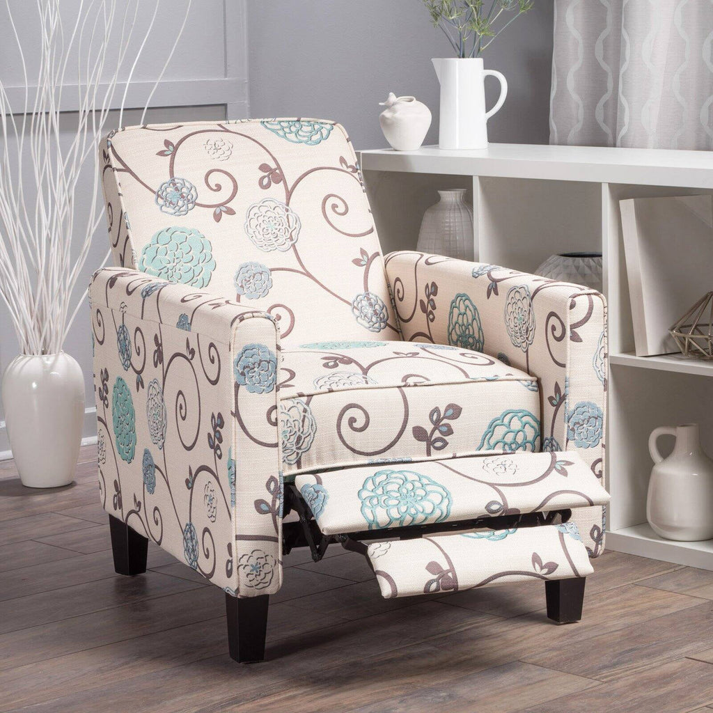 White and Blue Fabric Recliner Q560622