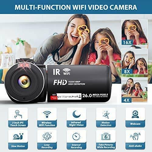 WiFi Vlogging Camera 3x22 IPS Touch Screen Night Vision Ultra HD 1080p 30fps 26MP C51082